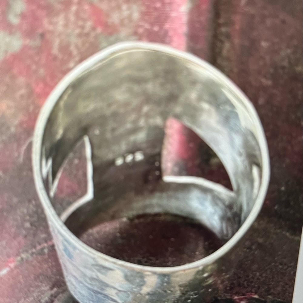 Silver Geometric Statement Ring Size 7.5 - image 3